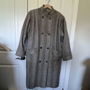 MISS ABBMOOR VTG Wool Tweed Coat Double Breasted Grey Women Size 10 Made: USA